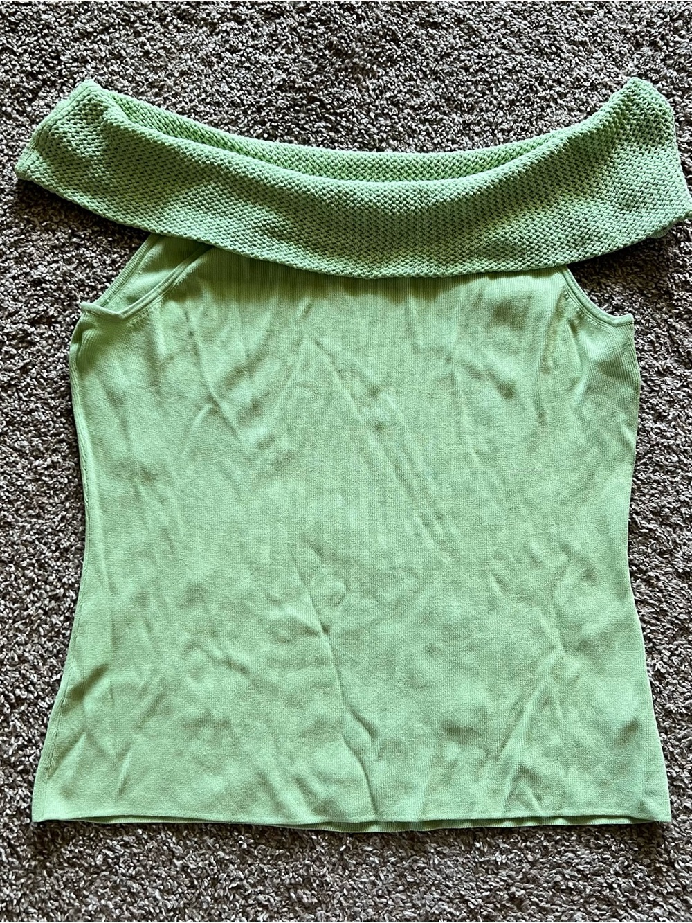 Carolyn Taylor Light Green Off-Shoulder Knit Top